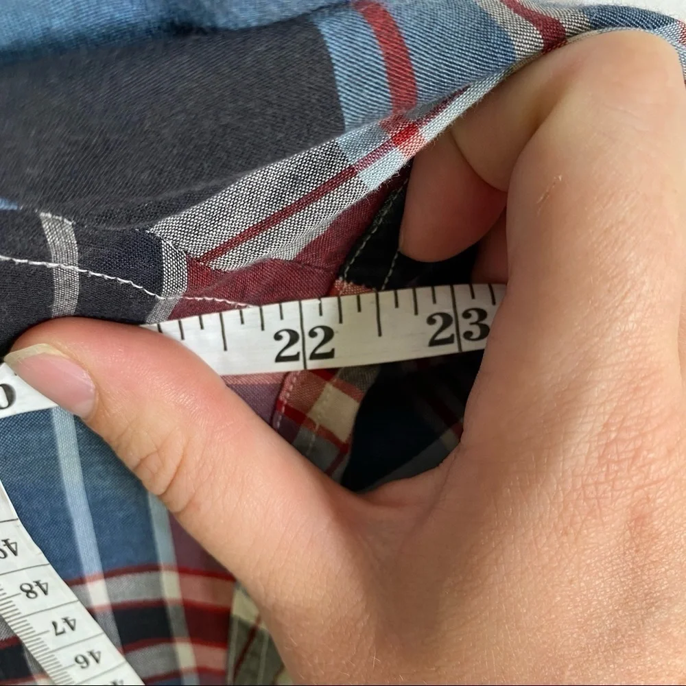 J.Crew Summer Plaid Shirt Red Blue Button Down Medium